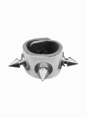 米白荔枝纹吸睛潮流贴皮朋克戒指