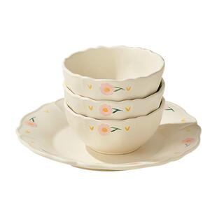 清新可爱碗碟套装碗盘筷家用一人食餐具陶瓷饭碗2026新款面碗盘子