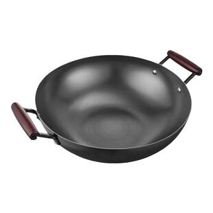 苏泊尔双耳铁锅炒菜锅加深家用无涂层老式电磁炉燃气灶精铁大炖锅