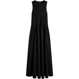 Tommy26春夏新款女装府绸拼接气质优雅修身显瘦无袖背心连衣裙