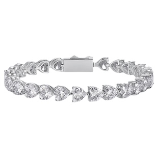 sunshifen  Stack系列满钻心形爪镶白金色手链叠戴轻奢饰品礼物