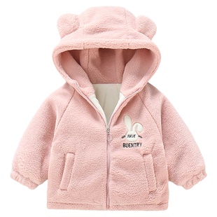 婴儿冬装外套2025新款加厚小儿童上衣女童加绒毛毛衣一岁宝宝衣服
