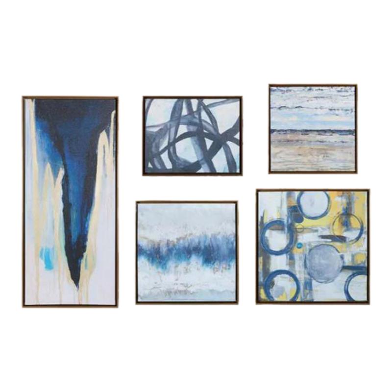 纽约下城公园进口AZ海风吹过格林威治蓝色调画廊艺术装饰画组合