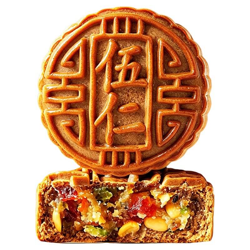 无加蔗糖月饼老式五仁味荞麦月饼中秋广式粗粮木糖醇传统糕点点心