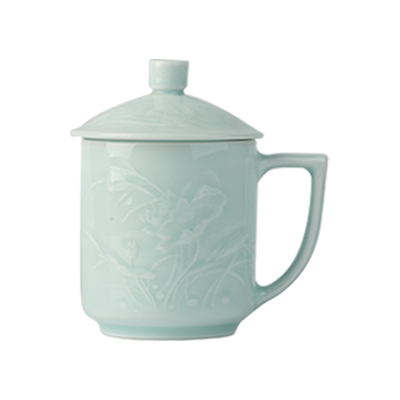 三勤堂中式办公杯陶瓷影青