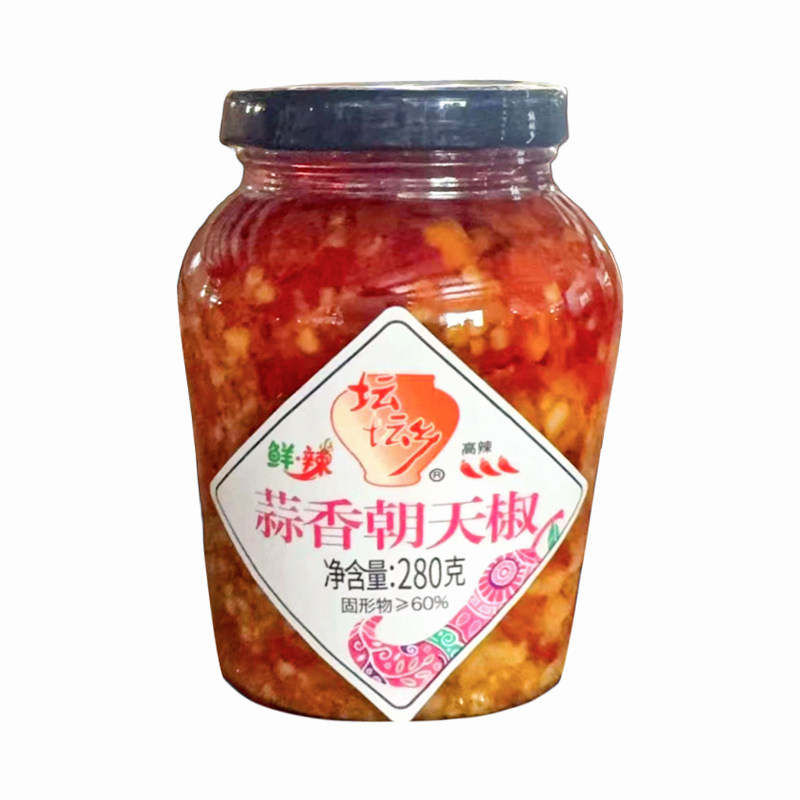 坛坛乡蒜香朝天椒280g*3瓶包邮蒸鱼头剁椒酱小米椒朝天椒蒜蓉辣椒