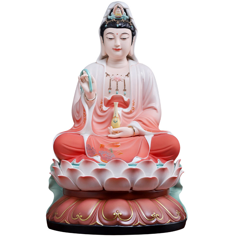 陶瓷观世音菩萨全堂佛佛像摆件