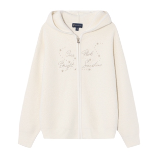 POLOWALK童装女童针织衫秋冬连帽外套2025新款针织上衣拉链开衫