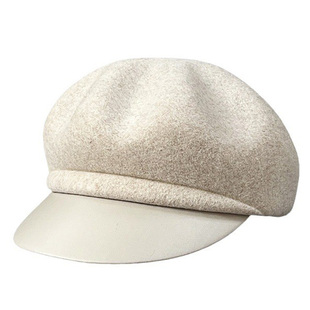 清仓不tui换羊毛呢皮檐八角帽英伦气质时尚韩版秋冬礼帽女画家帽