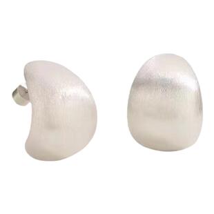 lisawang同款小众设计银色拉丝宽面拱门耳环欧美气质饰品925银针