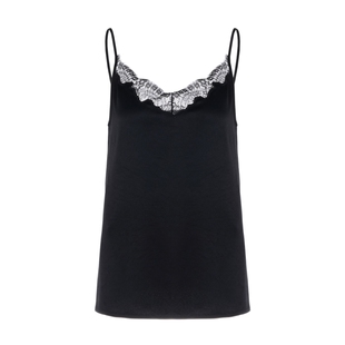 LYNEE【伊甸园】睫毛蕾丝吊带背心 醋酸缎面质感 重工绣花v领上衣