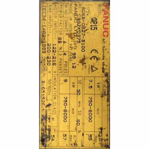询价-FANUC主轴电机A06B0827B100FANUCA