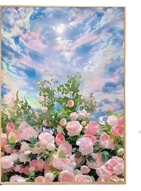 油画风客厅装饰画山茶花田园治愈系卧室桌面摆画北欧复古小众挂画