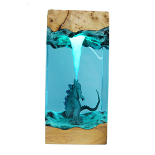 纯手工炫酷哥吉斯拉海洋风桌面摆件送朋友生日礼物朋克树脂小夜灯