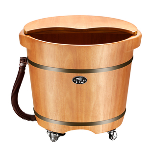 泡脚桶木桶女士家用洗脚桶按摩养生泡脚盆带排水带轮子木质足浴桶