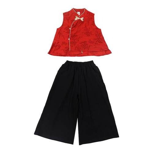 儿童冬季汉服红色元旦表演服拜年服古风唐装国风男女童新中式套装