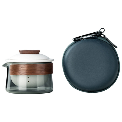 泥印玻璃手抓壶盖碗旅行茶具