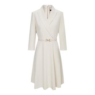 Scofield女装轻商务风A摆西装翻领连衣裙金属扣腰带2025秋冬新品