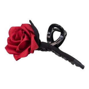 DAINEI岱妮静雅玫瑰抓夹红色鲨鱼夹女大号盘发扎马尾发夹新年发饰