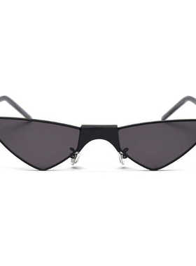 猫眼墨镜女时髦凹造型痞帅个性复古三角形太阳镜男潮窄框蹦迪眼镜