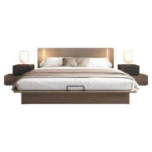 地台双人床现代简约网红民宿主卧床2023新款日式榻榻米高箱储物床