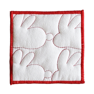 西田木雨 小兔绗棉杯垫 桌面防烫方形隔热垫可爱刺绣ins风杯子垫