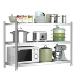 304不锈钢厨房置物架落地多功能3层微波炉收纳架储物特厚货架子