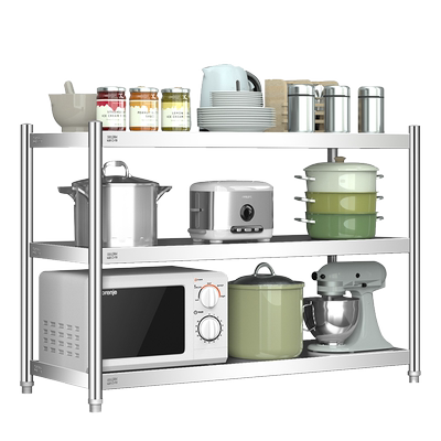 不锈钢厨房置物架落地3层