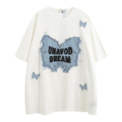 小柯xcok2025夏季牛仔刺绣短袖