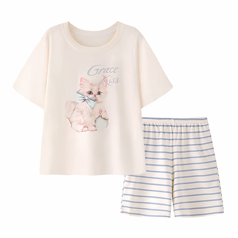 儿童睡衣女孩纯棉女款2026新款女童夏季短裤短袖中大童家居服套装