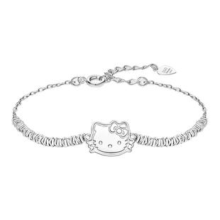 潮色绘x三丽鸥HelloKitty925纯银手链女款18岁成人礼女生生日礼物