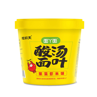 吃欢天酸汤面叶整箱大桶装紫菜虾米味速食面片荞麦食品方便面泡面