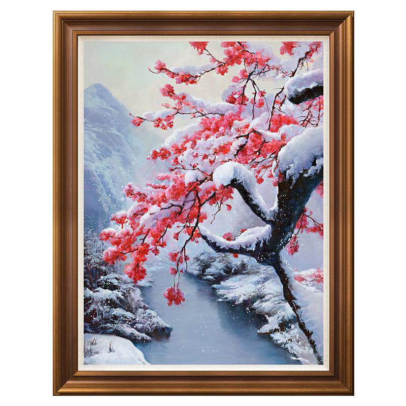 风色花卉植物油画欧式实木框版画