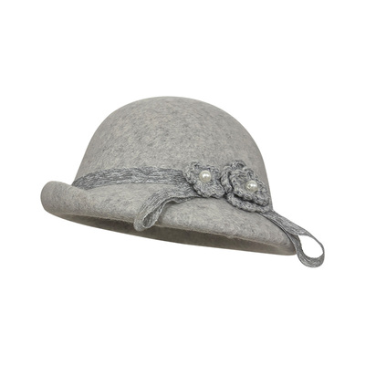 小头围法式复古羊毛卷边千金礼帽