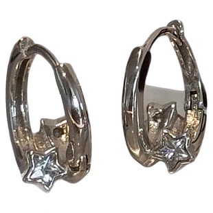 hellojune 通体925银 环抱星芒耳圈耳环节日季送礼丝带星星树耳钉