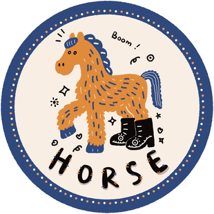 原创马年陶瓷杯垫圆形隔热餐垫防滑吸水软木底防烫餐桌装饰摆件