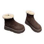 真皮加绒增高厚底雪地靴女2025冬季新款百搭显瘦舒适保暖马丁靴女