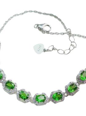 甜美祖母绿碧玺彩宝手链女