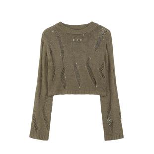 REVAN芮范设计师款洗旧感钉钻破洞毛衫RM30601008