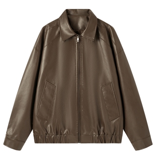 男士机车黑色皮衣外套男秋冬款2025新款痞帅高级感防风美式皮夹克