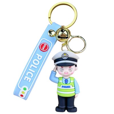 消防员与交警钥匙扣可爱包包挂饰建军节卡通汽车挂件致敬节日礼物