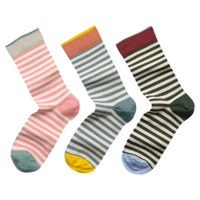 BONNE MAISON法国设计师高端艺术袜品牌网红彩色条纹袜中筒棉袜子