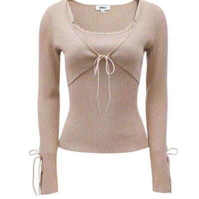 ONLY开叉假两件长袖针织衫