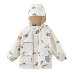 嫚熙童装95白鹅绒羽绒服儿童三合一外出保暖加厚三防冲锋衣外套冬