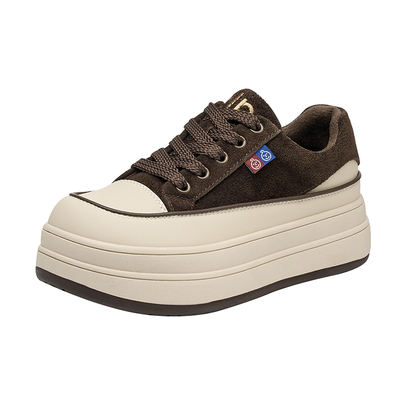 松糕厚底板鞋2025冬季女鞋加绒