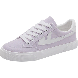 回力女鞋紫色帆布鞋女夏季薄款休闲鞋2025新款透气百搭学生板鞋子