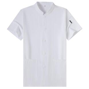 厨师工作服夏季学校食堂幼儿园后厨工作服女白色厨师服短袖棉透气