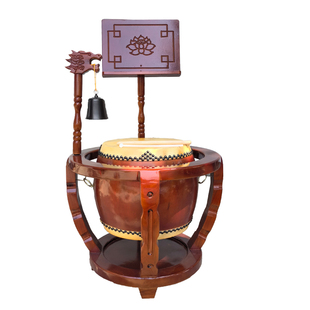 高档寺院铃鼓黄牛皮鼓寺庙圆鼓架佛鼓帝钟大殿钟鼓法器殿鼓台湾鼓