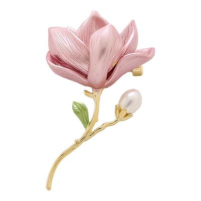 中国风淡雅珍珠玉兰花胸针配饰品