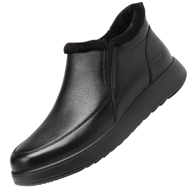 红蜻蜓男士皮鞋男棉鞋真皮加绒